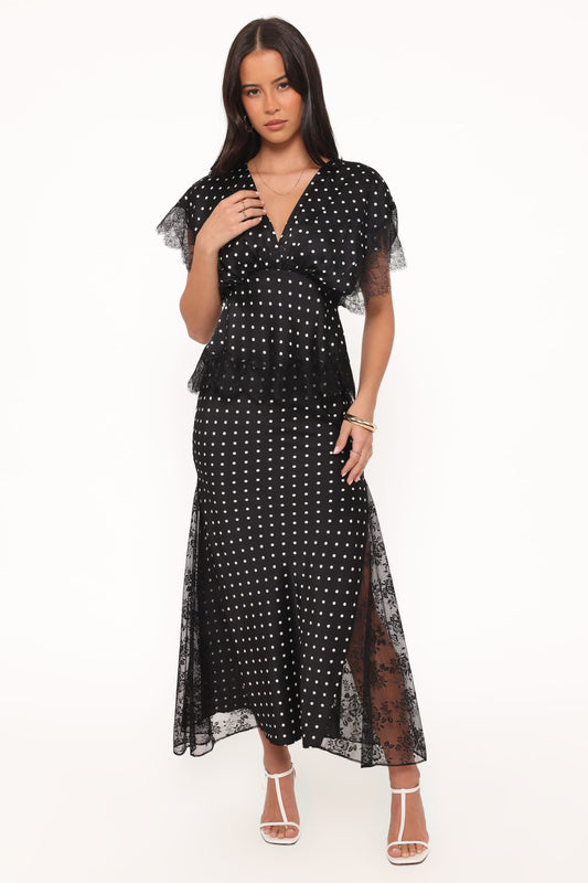 Ailbhe Lace Skirt - Black Polka Dot