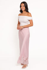 Alira Lace Trim Midi Skirt - Pale Pink