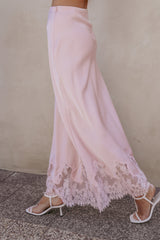 Alira Lace Trim Midi Skirt - Pale Pink