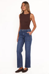 Amara Utility Pocket Straight Jean - Dark Wash