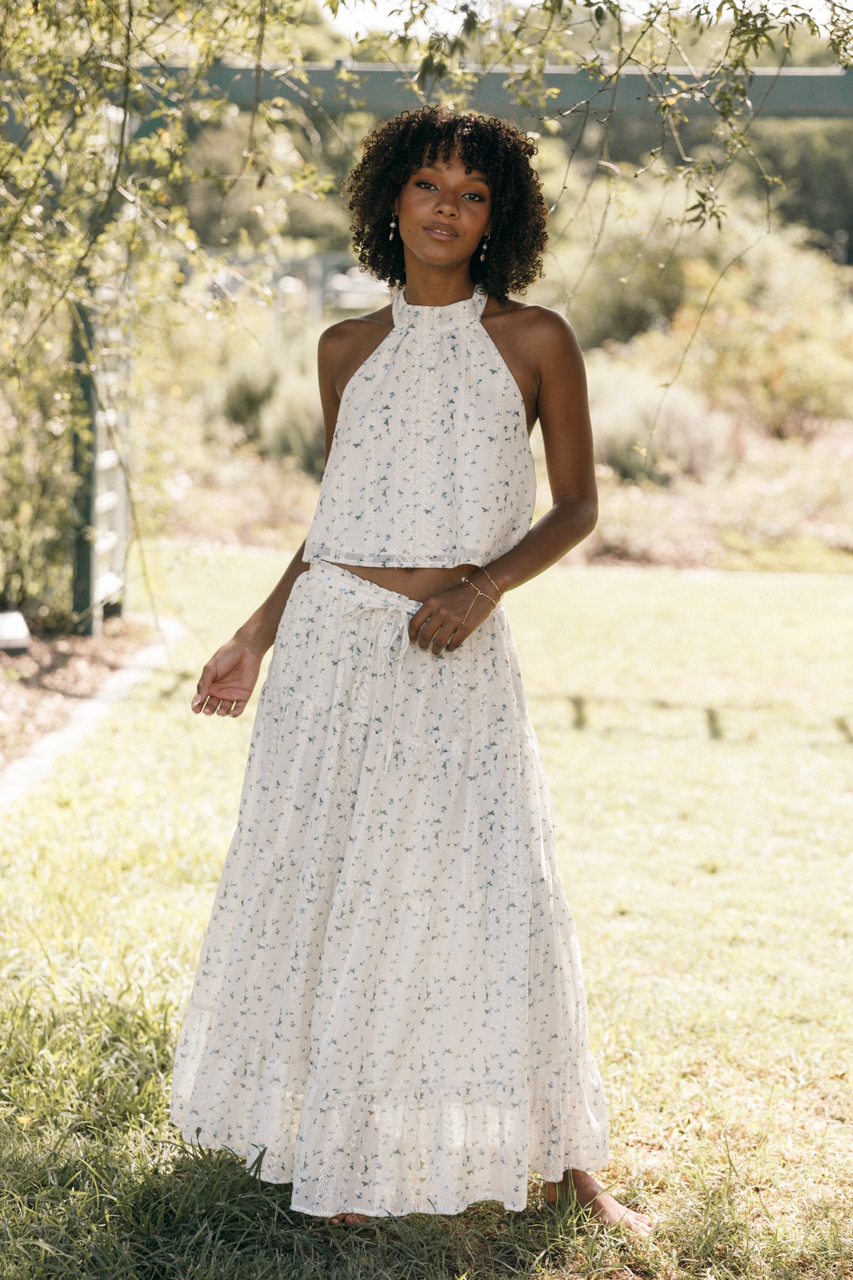 Amberlyn Maxi Skirt - Blue Floral