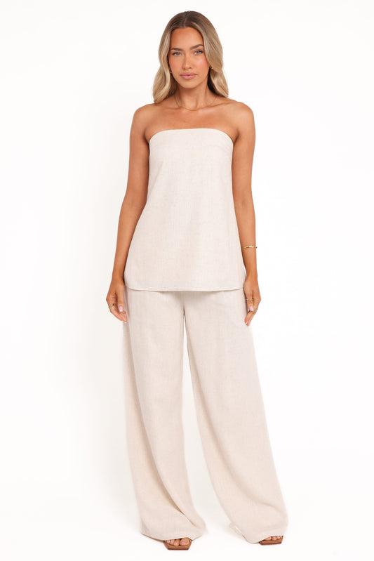 Arles Wide Leg Pants - Oatmeal