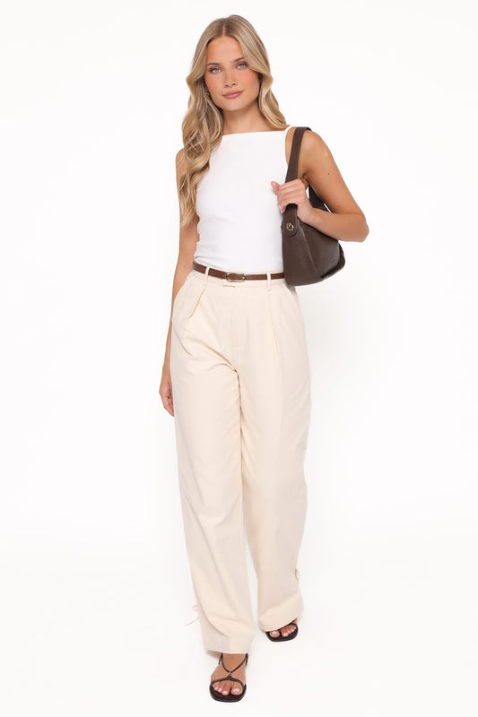 Asher Tie Detail Tapered Leg Pants - Cream