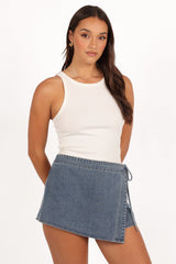Ashton Denim Skort - Medium Wash