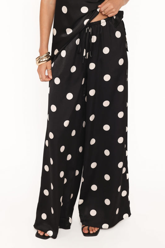 Belinda Drawstring Pant - Black/Cream