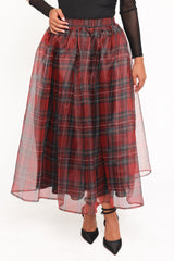 Bonita Midi Skirt - Red Plaid