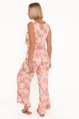 Brayden Wide Leg Linen Pant - Pink Floral