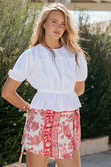 Calypso Wrap Mini Skirt - Rose Tile