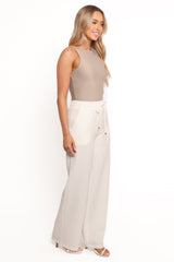 Cinch Wide Leg Crepe Pant - White
