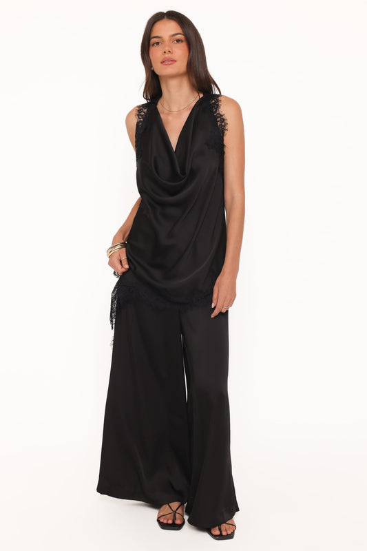 Clara Wide Leg Tailored Pant - Black