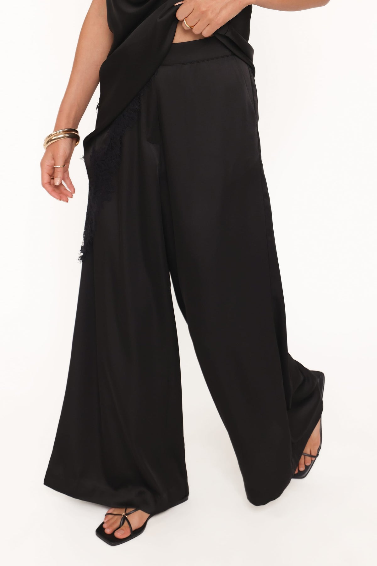 Clara Wide Leg Tailored Pant - Black