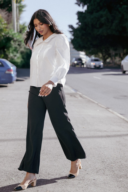 Clark Crepe Wide Leg Pant - Black