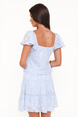 Clodagh Textured Tiered Mini Skirt - Powder Blue