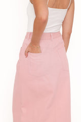 Dana Denim Midi Skirt - Dusty Pink