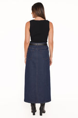Dana Denim Midi Skirt - Midnight
