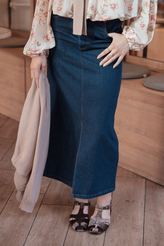 Dana Denim Midi Skirt - Midnight