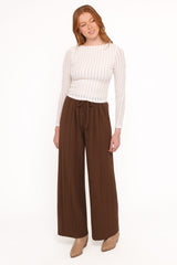 Davis Pleated Knit Pant - Brown