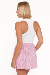 Domitia Mini Aline Skirt - Pink White Stripe