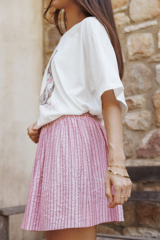 Domitia Mini Aline Skirt - Pink White Stripe