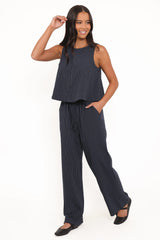 Elijah Pants - Navy White Stripe
