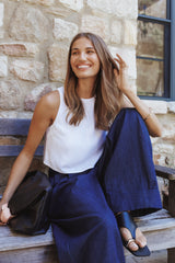 Elinor Cuffed Denim Pant - Dark Wash