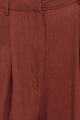 Elinor Cuffed Linen Pant - Brown