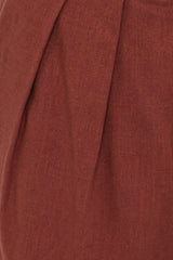 Elinor Cuffed Linen Short - Brown