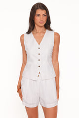 Elinor Cuffed Linen Short - Cream