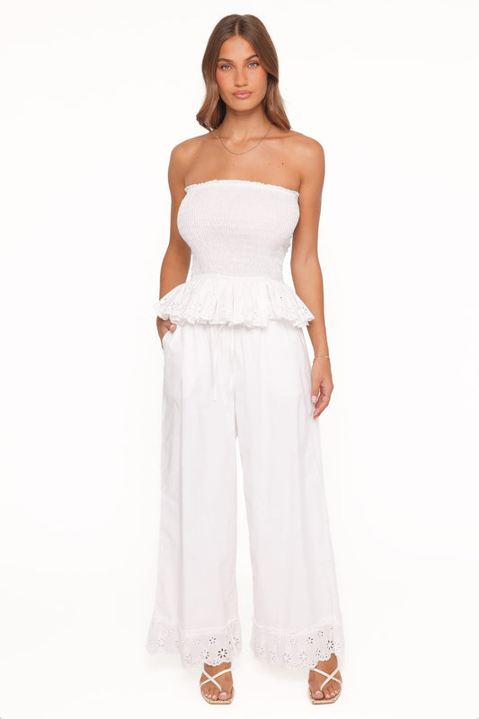 Eliska Frill Hem Pant - White