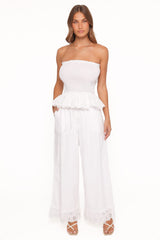 Eliska Frill Hem Pant - White