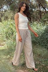 Elowen Wide Leg Pants - Brown Stripe