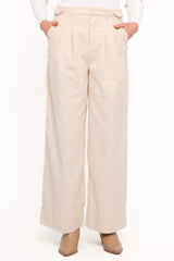 Faelan Wide Leg Cord Pants - Beige