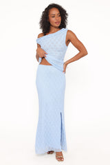 Faeriel Lace Knit Maxi Skirt - Blue