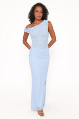 Faeriel Lace Knit Maxi Skirt - Blue