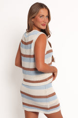 Fawn Knit Mini Skirt - Tan Blue