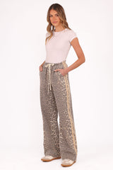 Fletcher Denim Racer Pants - Leopard