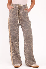 Fletcher Denim Racer Pants - Leopard
