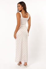 Heidi Stripe Slip Skirt - White Black Stripe