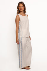 Jasinta Pants - Cream Blue
