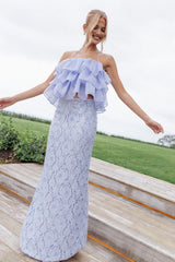 Jennings Lace Maxi Skirt - Blue Sequin