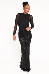 Jennings Sequin Maxi Skirt - Black