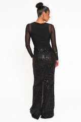 Jennings Sequin Maxi Skirt - Black