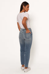 Just Black Distressed Slim Leg Jean - Light Denim