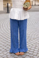 Katya Embroidered Pants - Cobalt