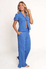 Katya Embroidered Pants - Cobalt