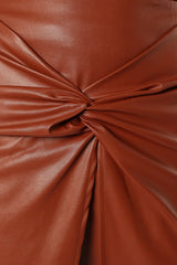 Kristy Vegan Leather Skirt - Brown