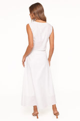 Kye Midi Skirt - White Broderie