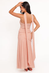 Lacy Maxi Skirt - Peach Polka Dot