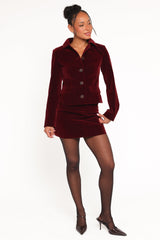 Lainey Velvet Mini Skirt - Burgundy