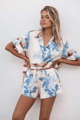 Lara Shorts - Pale Blue Print